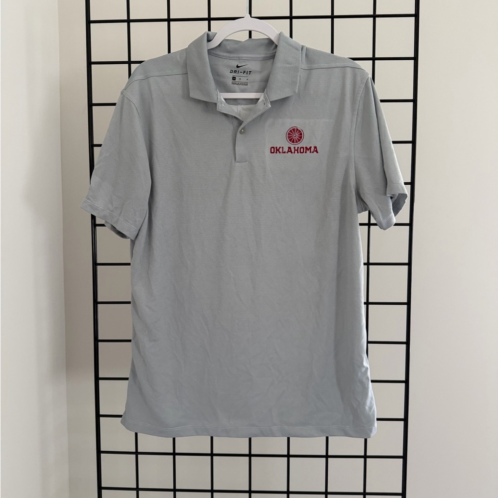 Nike Gray Polo Shirt with Red Logo